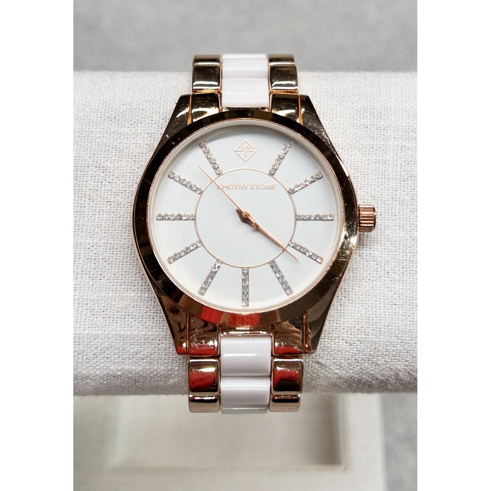 Timothy Stone Women's Rose Gold-Tone & White Amber 39mm Watch‎